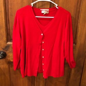 2 pc. Cardigan and Sleeveless Top Blouse Shirt Set